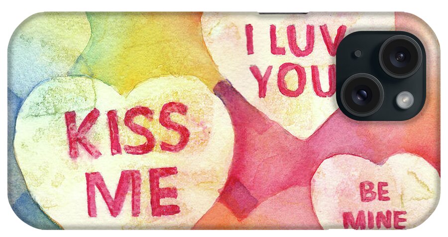 Sweetheart iPhone Case featuring the painting Sweetheart Candy Valentines by Wendy Keeney-Kennicutt
