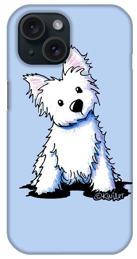 Westie iPhone Case featuring the drawing Sweetness In A Fur Coat by Kim Niles aka KiniArt