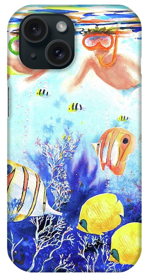 Underwater iPhone Case featuring the painting Swimming with the Fish by Carlin Blahnik CarlinArtWatercolor
