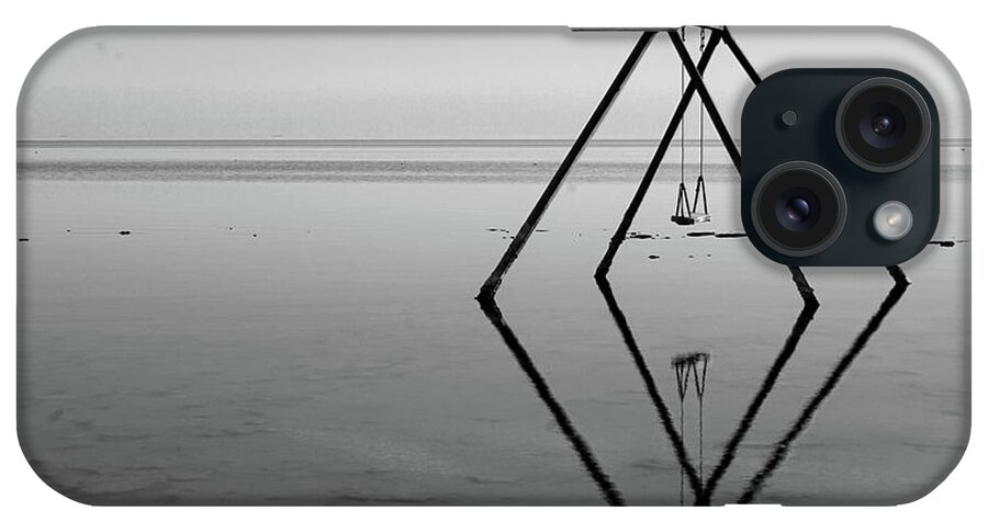 Salton iPhone Case featuring the digital art Swing Set in Salton Sea in Southeast California by Matthew Bamberg