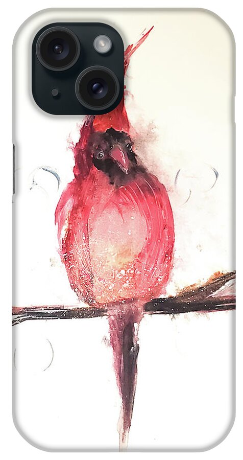 Swirly iPhone Case featuring the painting Swirly Cardinal by Lisa Kaiser