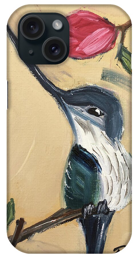 Sword Billed Hummingbird iPhone Case featuring the painting Sword Billed Hummingbird by Roxy Rich