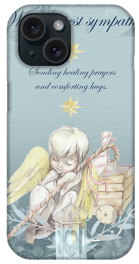 Sympathy iPhone Case featuring the digital art Sympathy Greeting With An Angel 2 by Johanna Hurmerinta