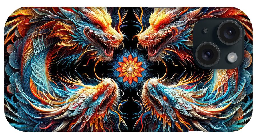 Mythical iPhone Case featuring the digital art Symphony of the Seraphic Dragons by Bill and Linda Tiepelman