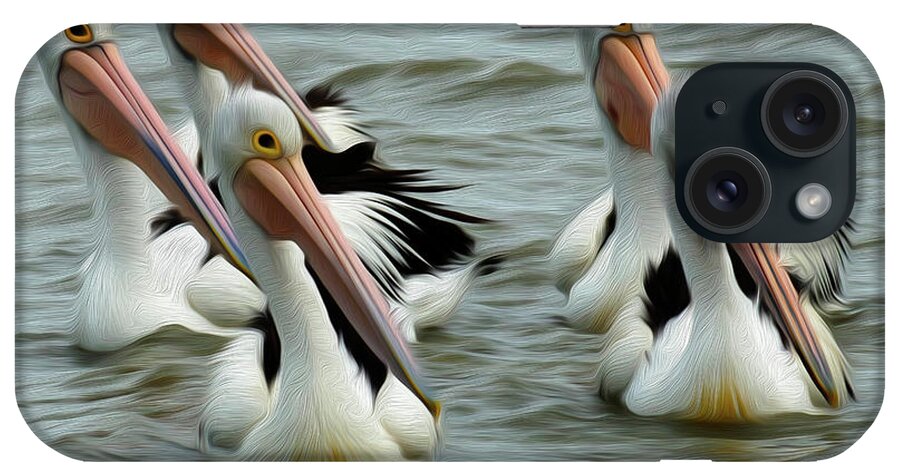 Australian Pelicans iPhone Case featuring the photograph Synchronized Pelican Swimming Australia by Bob Christopher