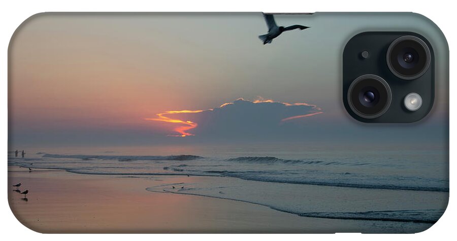 Taking iPhone Case featuring the photograph Taking Flight at Sunrise - Wildwood Crest New Jersey by Bill Cannon
