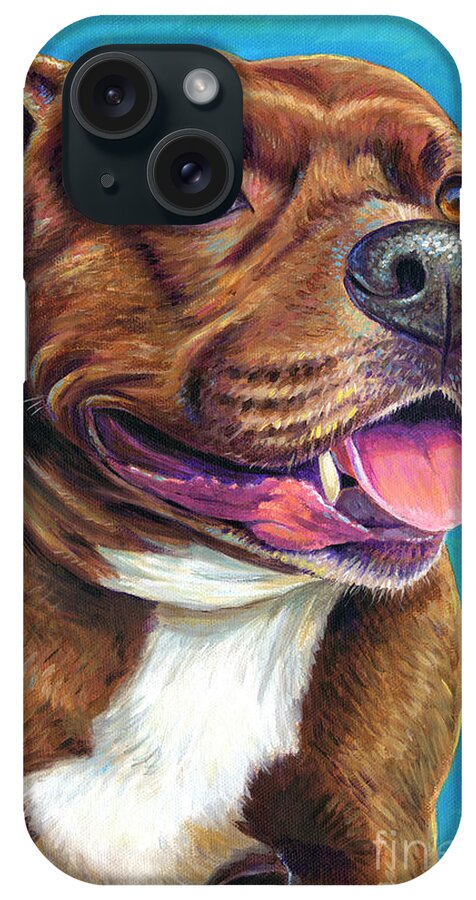 Staffordshire Bull Terrier iPhone Case featuring the painting Tallulah the Staffordshire Bull Terrier Dog by Rebecca Wang