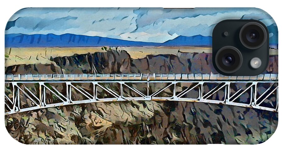 Bridge iPhone Case featuring the digital art Taos Gorge Bridge by Aerial Santa Fe