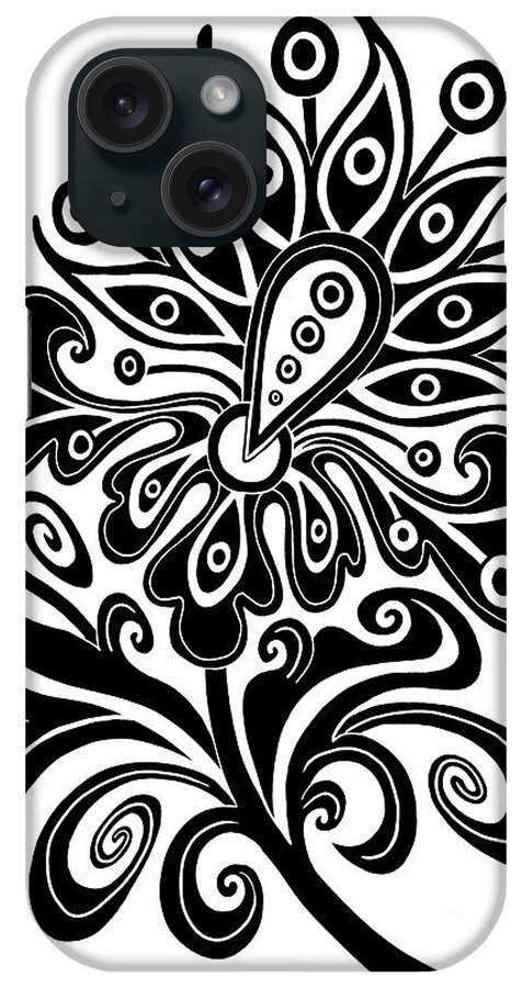 Flower iPhone Case featuring the drawing Tapestry Flower Ink 1 by Amy E Fraser