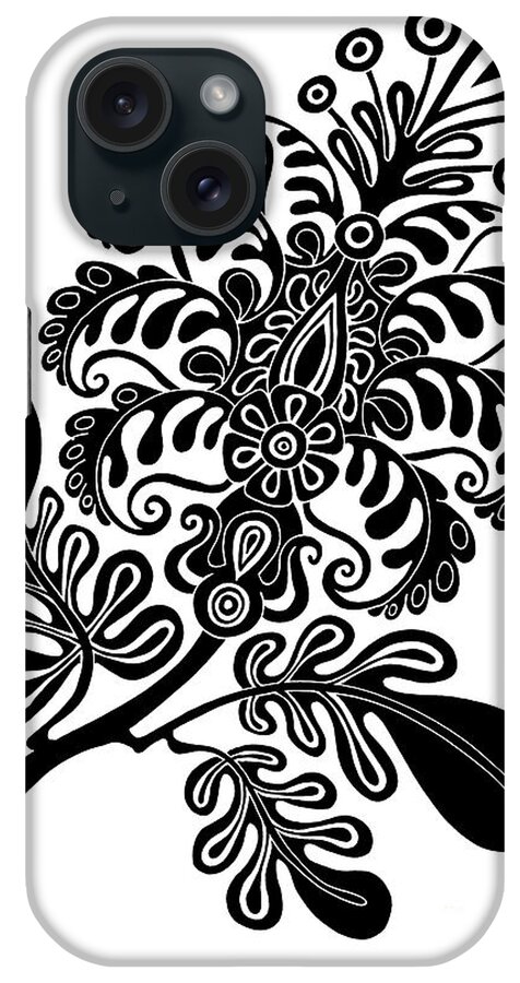 Flower iPhone Case featuring the drawing Tapestry Flower Ink 4 by Amy E Fraser