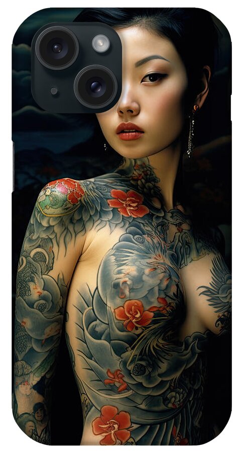 Tattoo iPhone Case featuring the digital art Tattooed Chinese Woman by My Head Cinema