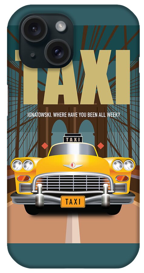 Movie Poster iPhone Case featuring the digital art Taxi TV Series Poster by Movie Poster Boy
