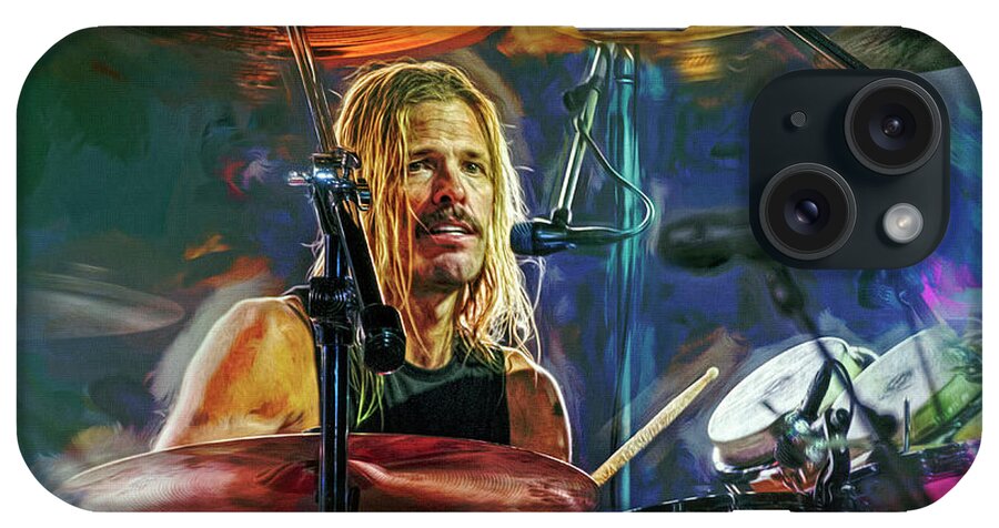 Foo Fighters iPhone Case featuring the mixed media Taylor Hawkins Foo Fighters by Mal Bray