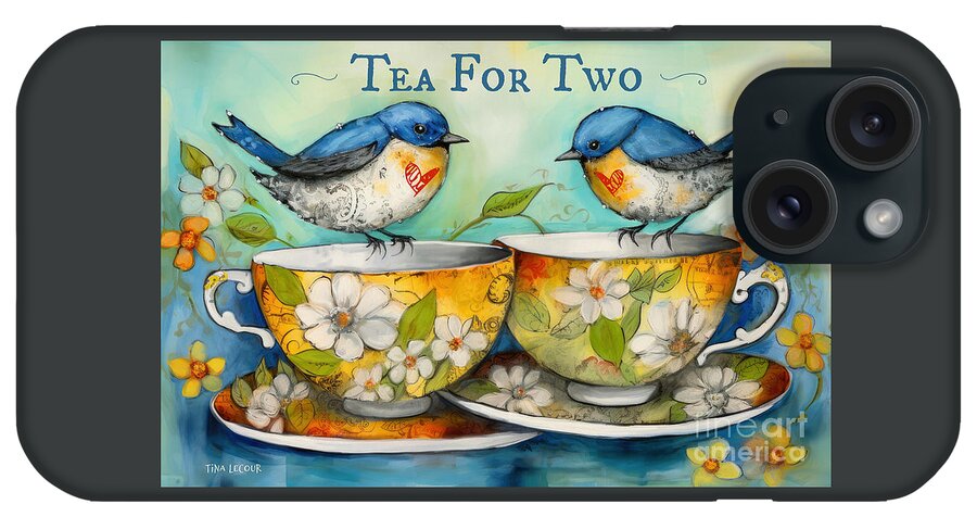 Bluebirds iPhone Case featuring the painting Tea For Two by Tina LeCour