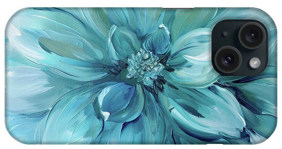 Dahlia iPhone Case featuring the painting Teal Dahlia by Tina LeCour