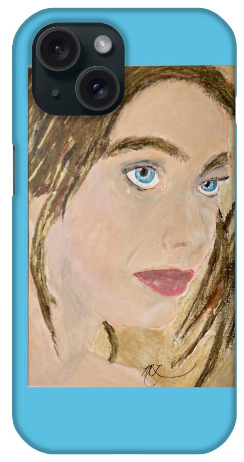 Tears iPhone Case featuring the painting Blue Eyed Beauty Crying by Melody Fowler