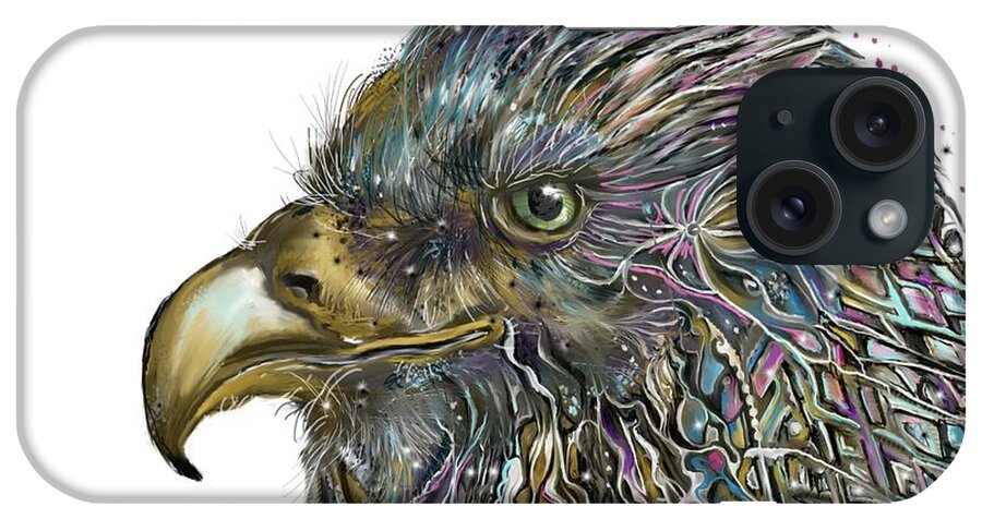 Techno iPhone Case featuring the digital art Techno Bird by Darren Cannell
