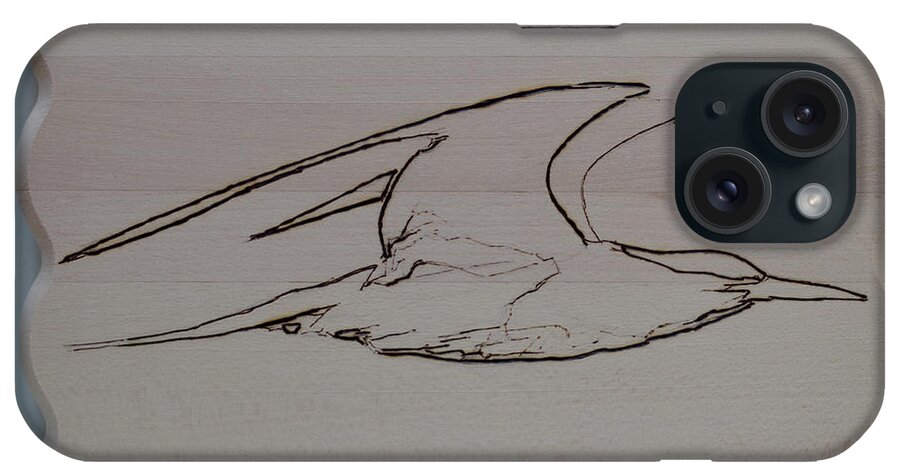 Pyrography iPhone Case featuring the pyrography Tern Loose by Sean Connolly