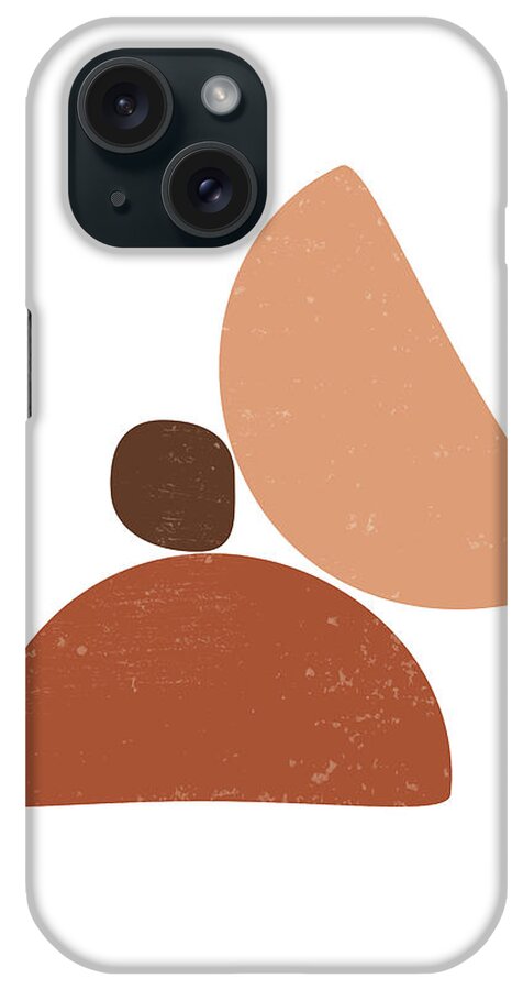 Terracotta iPhone Case featuring the mixed media Terracotta Abstract 63 - Modern, Contemporary Art - Abstract Organic Shapes - Minimal - Brown by Studio Grafiikka
