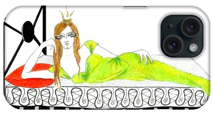 Fairytale Princess iPhone Case featuring the drawing That Pesky Pea by Jayne Somogy