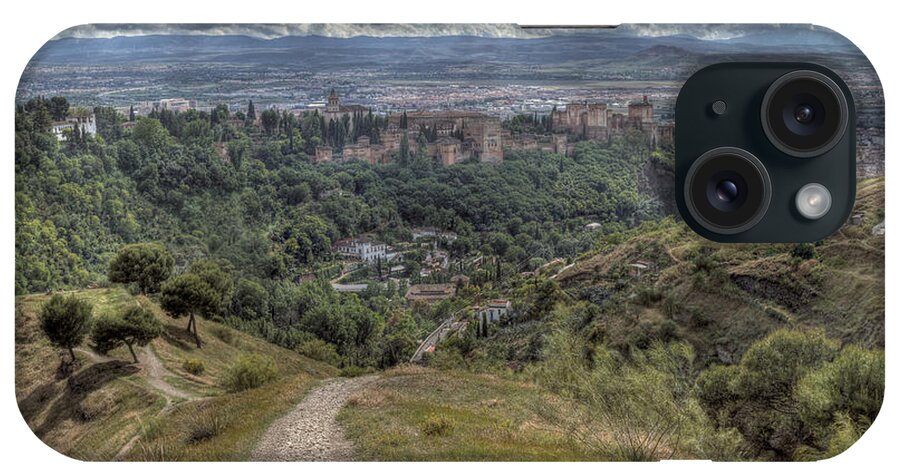 Alhambra iPhone Case featuring the photograph The Alhambra Granada from Sacromonte by Geoff Harrison