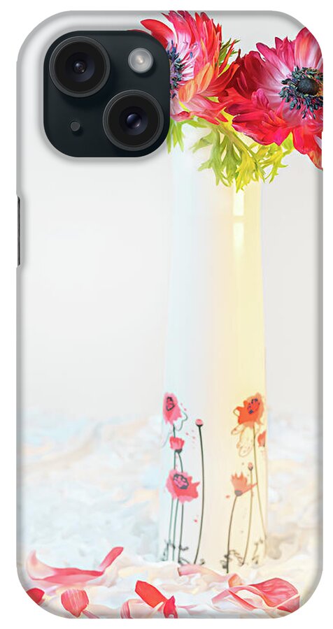 Red iPhone Case featuring the photograph The Anemone Couple - Together Forever by Sylvia Goldkranz