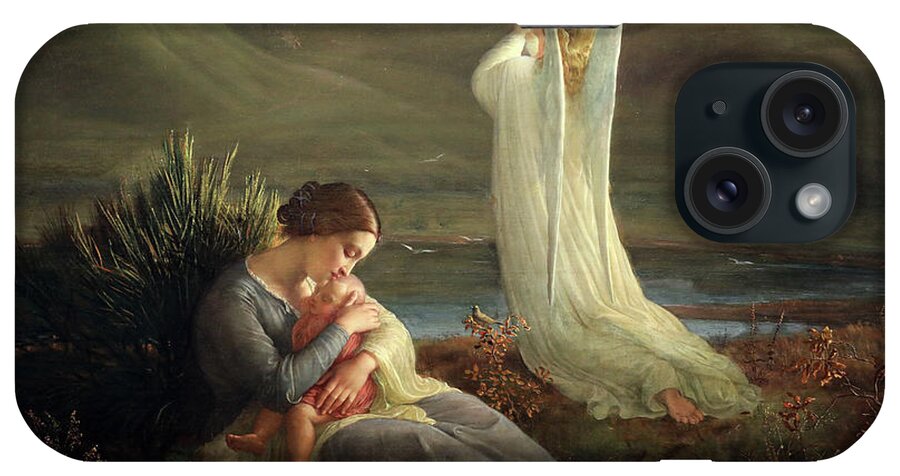 Angel iPhone Case featuring the painting The angel and the mother by janmot by Louis Janmot