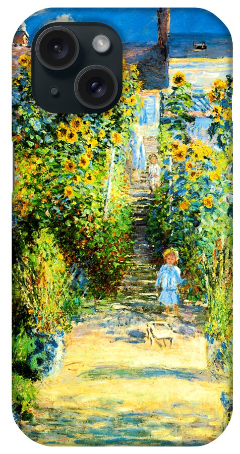 Claude Monet iPhone Case featuring the painting The Artists Garden at Vetheuil 1880 by Claude Monet