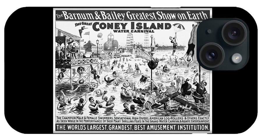 Barnum And Bailey iPhone Case featuring the photograph The Barnum and Bailey Greatest Show on Earth Poster 1898 Black and White by Carol Japp