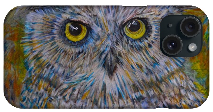 Colored Pencil iPhone Case featuring the drawing The Barred Owl Baby by Marysue Ryan