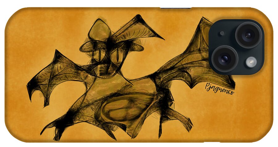 Bat iPhone Case featuring the digital art Funny looking bat want to be terifying by Ljev Rjadcenko