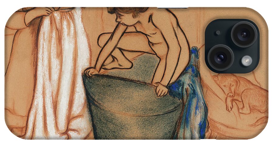 Valadon iPhone Case featuring the drawing The Bath, 1908 by Suzanne Valadon