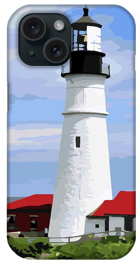 Lighthouse iPhone Case featuring the painting The Portland Head Beacon by Teresa Trotter