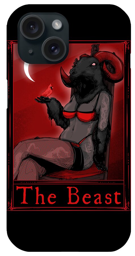 Beast iPhone Case featuring the drawing The Beast Tarot by Ludwig Van Bacon