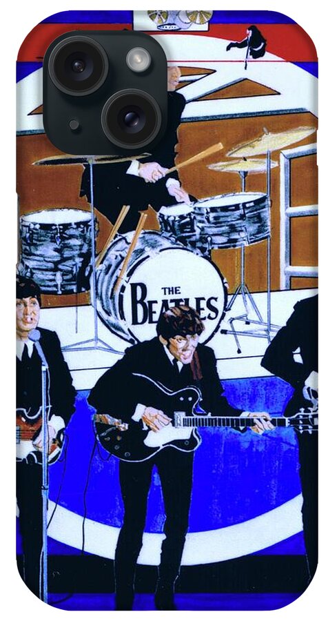 The Beatles Live iPhone Case featuring the drawing The Beatles - Live On The Ed Sullivan Show by Sean Connolly