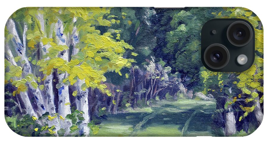 Landscape iPhone Case featuring the painting The Birch Trail North by Rick Hansen