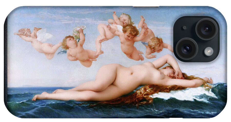 The Birth Of Venus iPhone 15 Case featuring the painting The Birth Of Venus by Alexandre Cabanel Remastered Xzendor7 Reproductions by Xzendor7