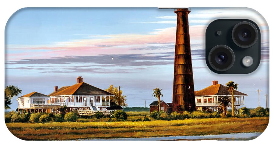 Bolivar iPhone Case featuring the painting The Bolivar Lighthouse by Randy Welborn