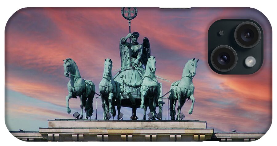 Quadriga iPhone Case featuring the photograph Quadriga on Brandenburg Gate by Heiko Koehrer-Wagner