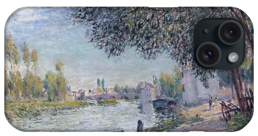 Vintage iPhone Case featuring the painting The Bridge of Moret, Evening, 1884 by Alfred Sisley by MotionAge Designs