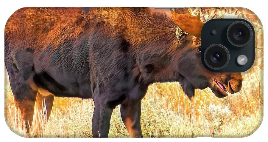 Moose iPhone Case featuring the photograph The Bull Moose reigns supreme in Yellowstone National Park. by Logan Pierson
