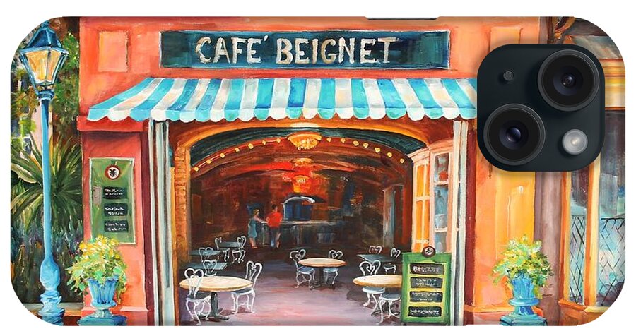 New Orleans iPhone Case featuring the painting The Cafe Beignet on Royal by Diane Millsap