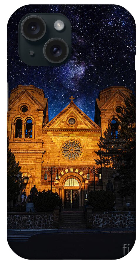 Taos iPhone Case featuring the photograph The Cathedral Basilica of St. Francis of Assisi Night by Elijah Rael
