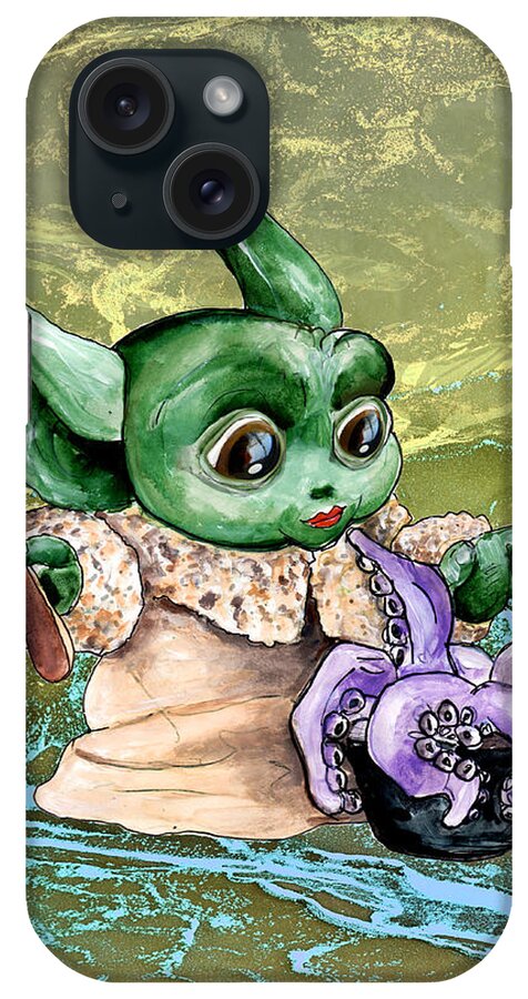 Watercolour iPhone Case featuring the painting The Child Yoda 05 by Miki De Goodaboom