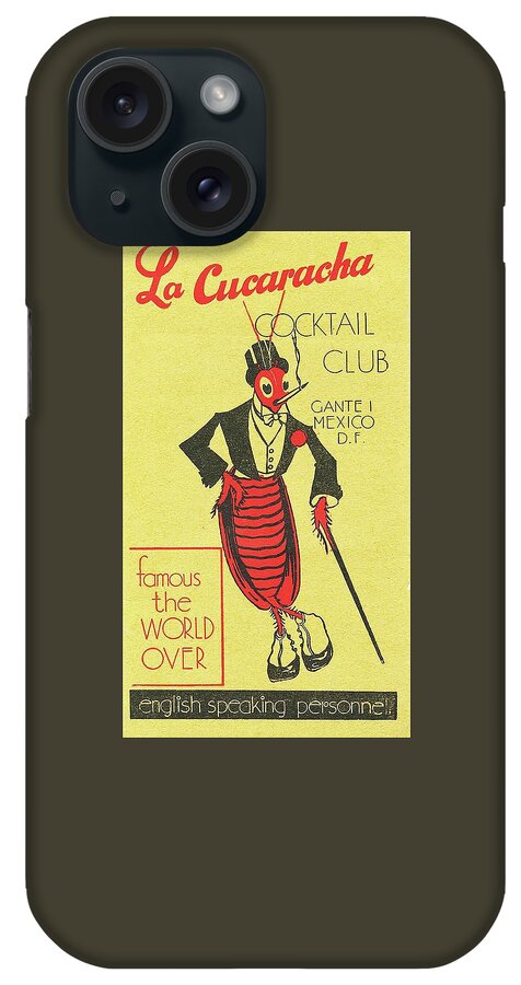 La Cucaracha Club iPhone Case featuring the digital art The Cockroach Cocktail Club by Kim Kent