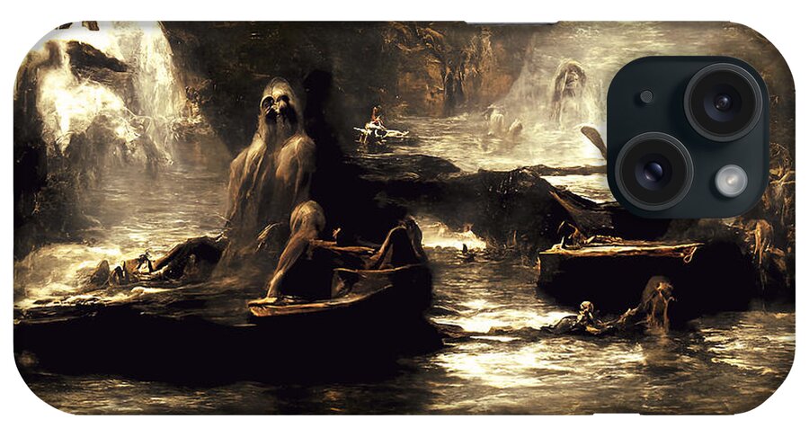 Styx iPhone Case featuring the painting The damned souls of the River Styx, 01 by AM FineArtPrints