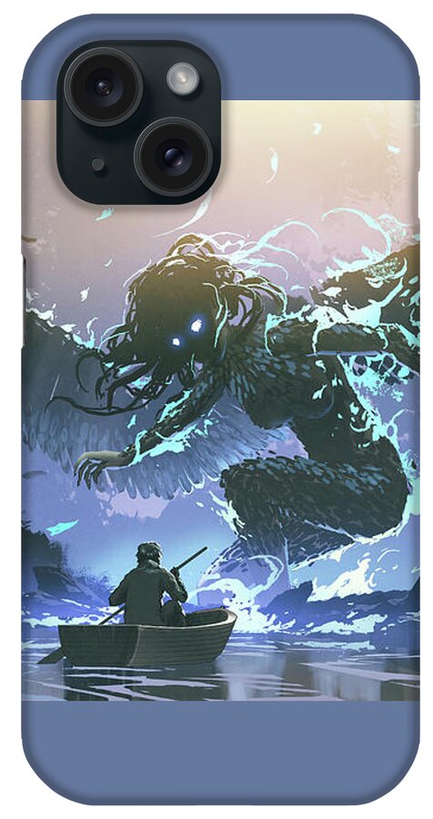 Illustration iPhone Case featuring the painting The Dark Forest Guardian Angel by Tithi Luadthong