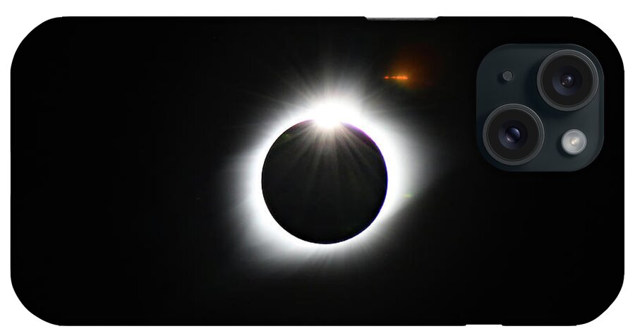 Eclipse; Diamond Ring; Corona; Light Flare; Night; Sky; iPhone Case featuring the photograph The Diamond Ring by Tina Uihlein