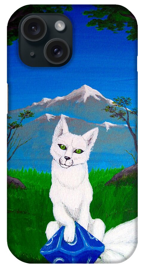 Kitsune iPhone Case featuring the painting The Die of Fate by Rohvannyn Shaw