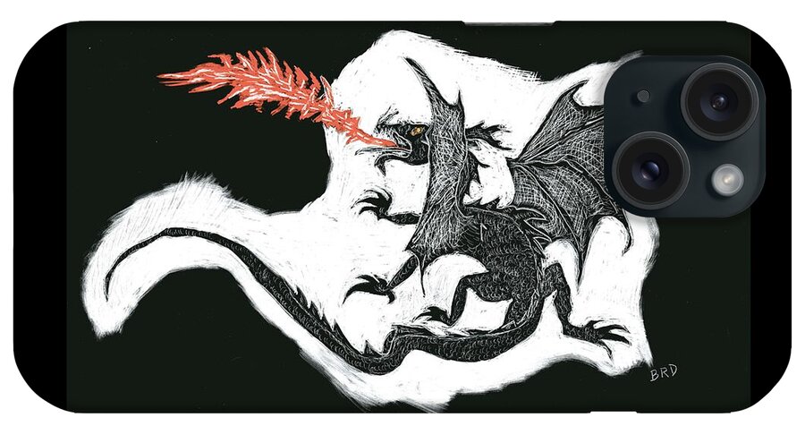 Dragon iPhone Case featuring the drawing The Dragon by Branwen Drew